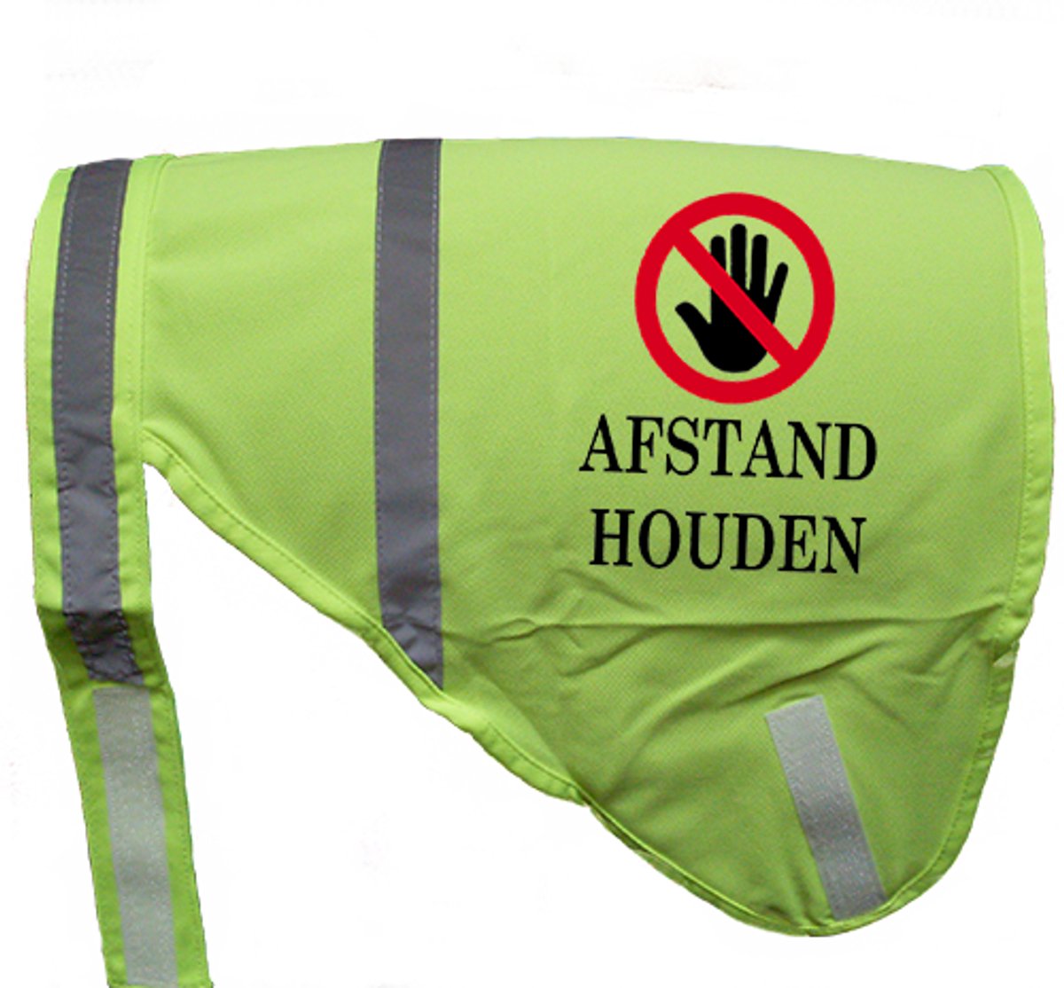 Hondenhesje "AFSTAND HOUDEN", Maat L, Kleur Geel