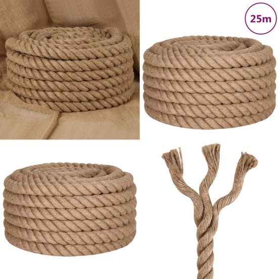 DQ-PP Jute touw, 30 m, 30 mm dik jute koord, bruine natuurlijke vezels, decoratief touw, voor macramé, tuin, touwtrekken, trapleuning enz