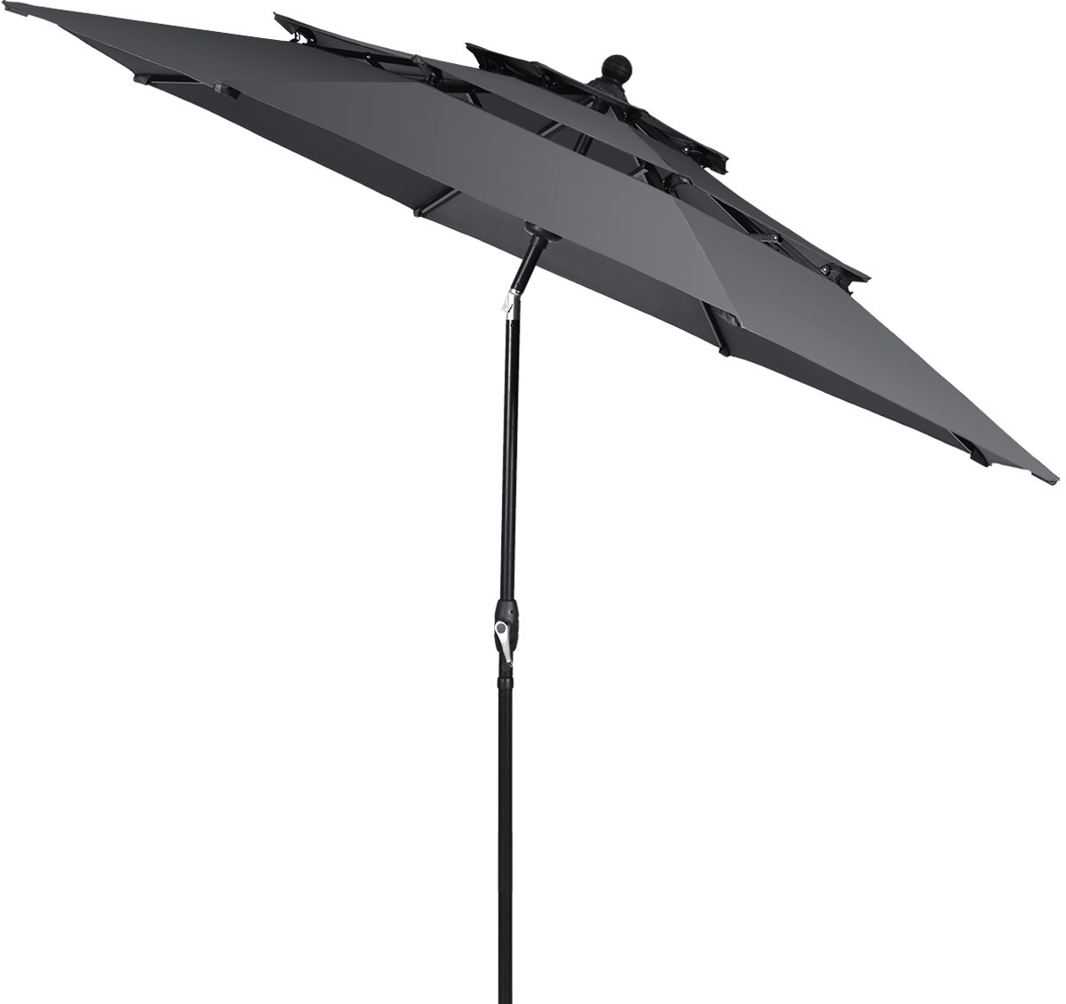COSTWAY Parasol, windbestendig, stabiel, 300 cm tuinparasol met zwengel, knikbaar, aluminium terrasparasol, geventileerd, uv-bescherming, zonwering, marktscherm voor terras, tuin, balkon