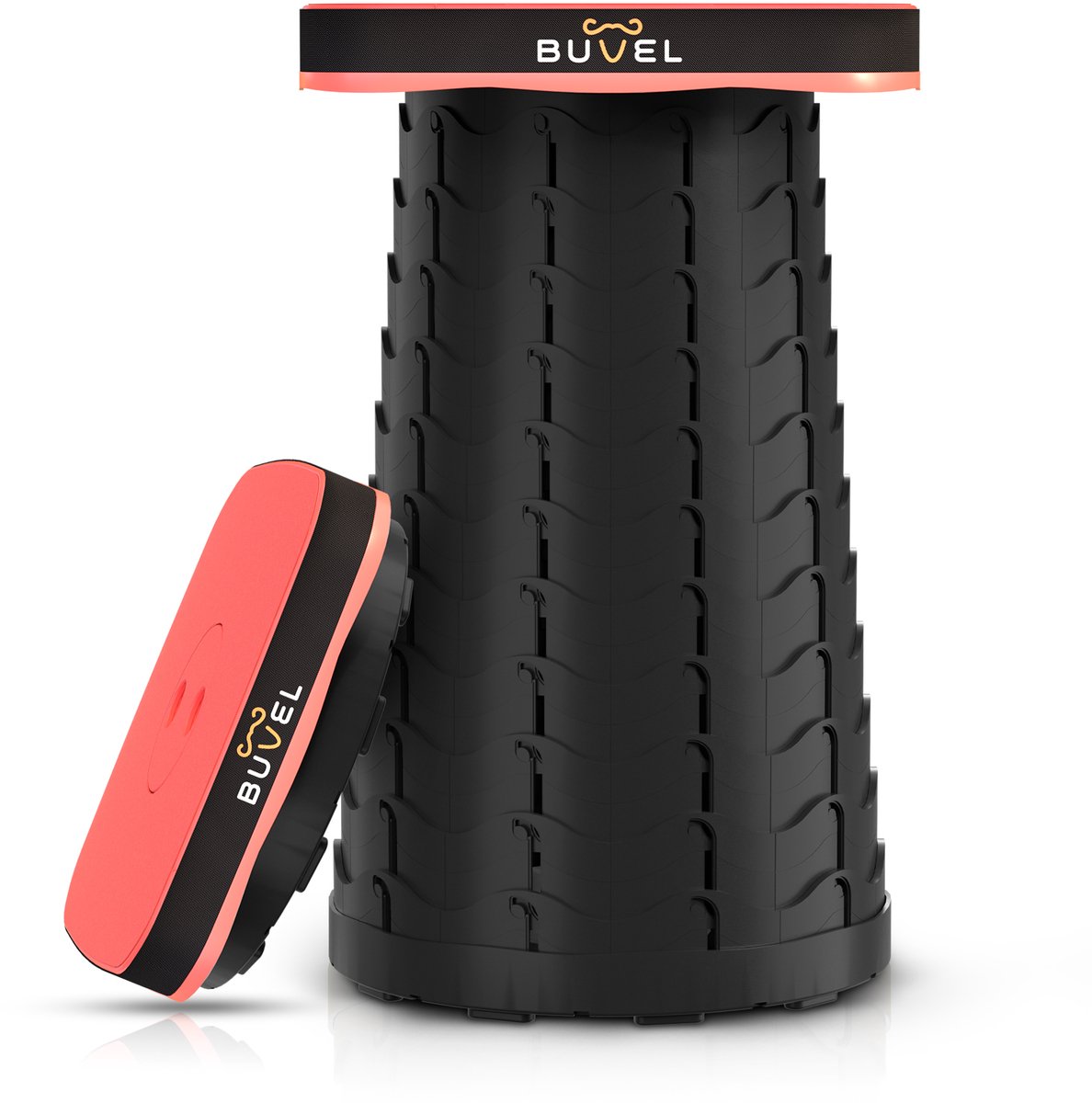Buvel® Opvouwbare kruk - Kruk - Campingstoel - Inklapbaar - Telescopisch - Visstoel - Voetenbankje - Rood - Vierkant