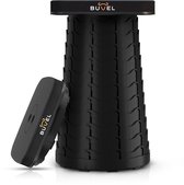 Buvel® Opvouwbare kruk - Kruk - Inklapbaar - Telescopisch - Verstelbaar - Visstoel - Voetenbankje - Zwart - Vierkant