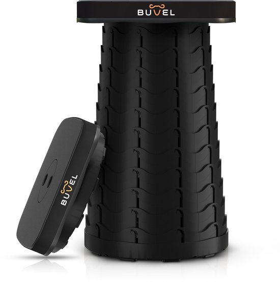 Buvel® opvouwbare kruk – telescopisch – vierkant – zwart