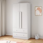 Bol.com Sweiko Kledingkast - Double door design - Met laden en opbergvakken - 70*40*170 cm - Wit aanbieding
