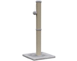 Avalo Krabpaal met Speelballetje - 36x36x74 - Lichtgrijs - Krabpaal voor Katten