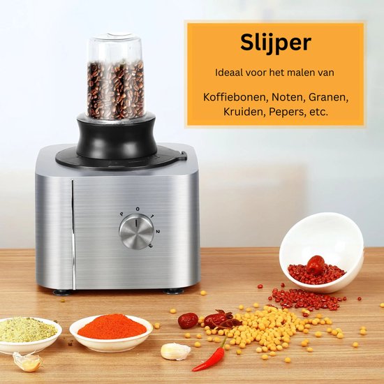 J-Mart 6 in 1 Keukenmachine - Blender - Bonen Slijper - Citruspers - Incl. Deeghaak/Deegmes/ 3 Snij- en Raspschijven - Grijs — afbeelding 2
