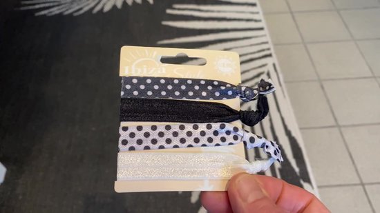Élastique Cheveux Ibiza Zwart Wit Avec Points