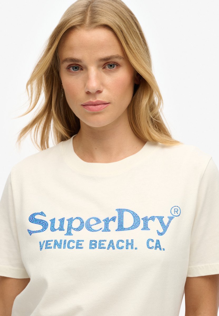 Superdry Venue metallic T-shirt met relaxte pasvorm Dames T-shirts Wit