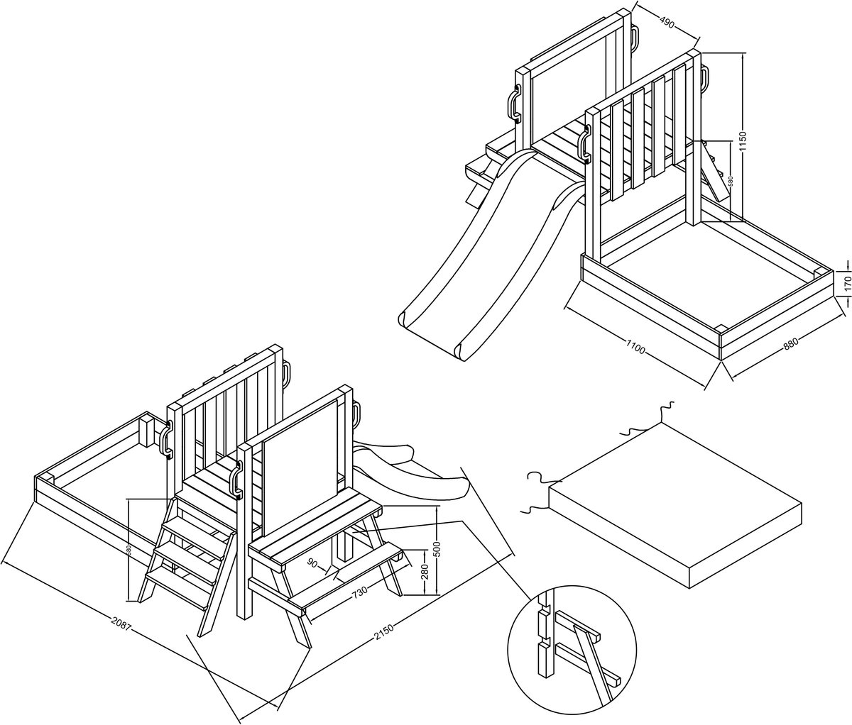 AXI Leah Mini Speeltoren met Zandbak en Picknicktafel –Limoen groene Glijbaan – Met Krijtbord – FSC hout – Klein speeltoestel voor de tuin / buiten — afbeelding 7