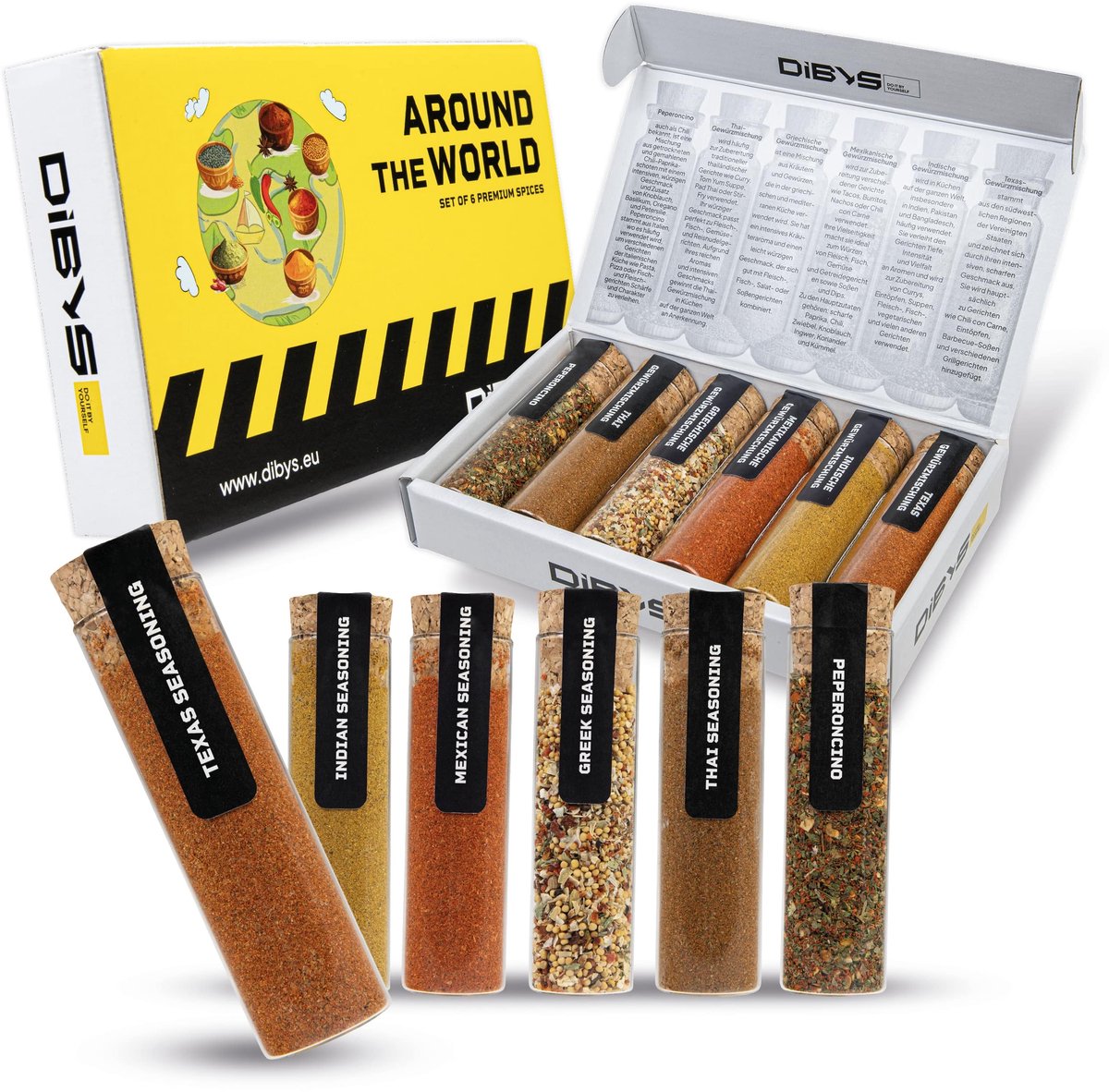 DIBYS SET VAN 6 SPECERIJEN "AROUND THE WORLD"