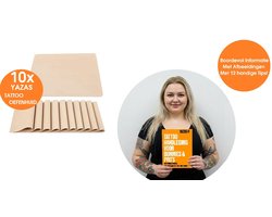 10x tattoo oefenhuid dubbelzijdig en 19 PAGINA'S YAZAS tattoo handleiding | blanco kunsthuid | nephuid- voor het oefenen van tatoeage's, microblading, permanente make-up