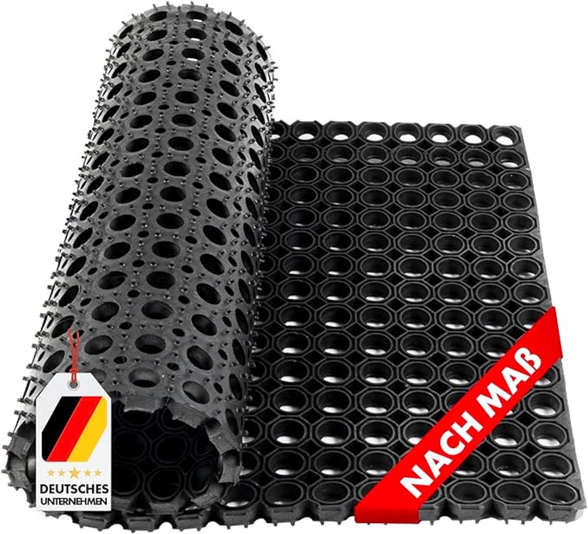 Floordirekt Rubber ringmat - Octagon - Deutmat - Dikte: 23 mm - 100 x 150 cm Zwart