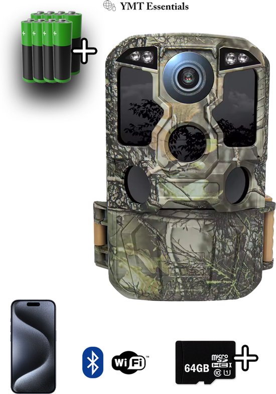 Caméra animalière avec vision nocturne - Full HD - Incl. 4 piles et carte mémoire 32 Go - Pour l'extérieur - WiFi et Bluetooth - Caméra sauvage et caméra de nuit - Capteur - Caméras animalières pour l'extérieur - Animaux - Nuit - Sans fil