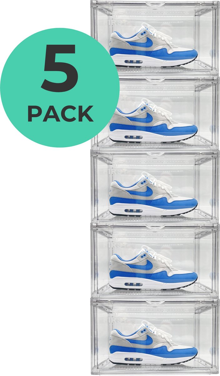 First Amsterdam - Sneakerbox - 5 stuks - Schoenen doos - Schoenen opbergen - Schoenen opbergbox - Transparante box