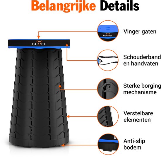 Buvel Opvouwbare kruk - Kruk - Krukje - Campingstoel - Inklapbaar - Telescopisch - Visstoel - Voetensteun - Blauw van Merkloos — afbeelding 2
