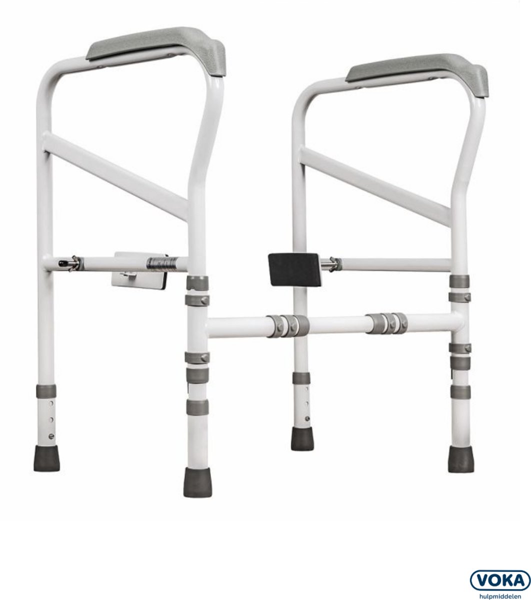 VOKA Toiletframe sta-op-hulp - Toiletsteun - Toiletbeugel - Toilet beugel - Aluminium - Tot 150 kg. In hoogte en breedte verstelbaar - Vrijstaand - Wit