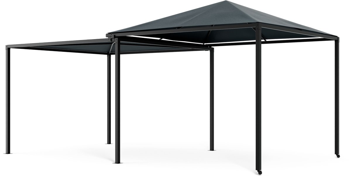 Blumfeldt ShadeMax Paviljoen 3x3 - Uitbreidbaar 3x6, Roestvrij metalen frame, UV30+ PA polyester dak, Weerbestendig, Donkergrijs
