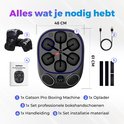 Inhoud van de Gatson Pro Boksmachine verpakking: machine, oplader, handschoenen, handleiding en installatiemateriaal.