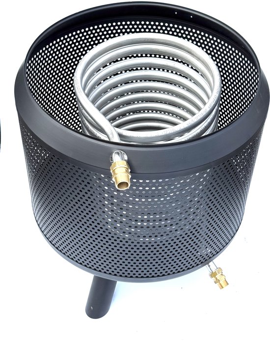 UISEBRT Zwembadverwarming met vuur, zwembadverwarming, hout, vuurton met verwarmingsspiraal, 32/38 mm aansluiting, zwembadverwarming van 100% roestvrij staal, voor zwembaden