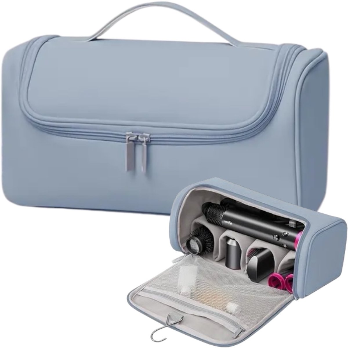 Ultiluxe® Luxe opbergtas Fohn borstel - Blauw - Geschikt voor Dyson - Opberger - Krultang tas, opbergstukken, krulborstel, fohn - Dubbellaags - Opbergen haar accessoires - Airwrap styler - Haardroger, stijlborstel