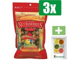 Lafeber El Paso Nutri-Berries Parrot 284 g - Vogelvoer - 3 Zakken - Inclusief 6 stuks PetsHome Fruitkuipjes