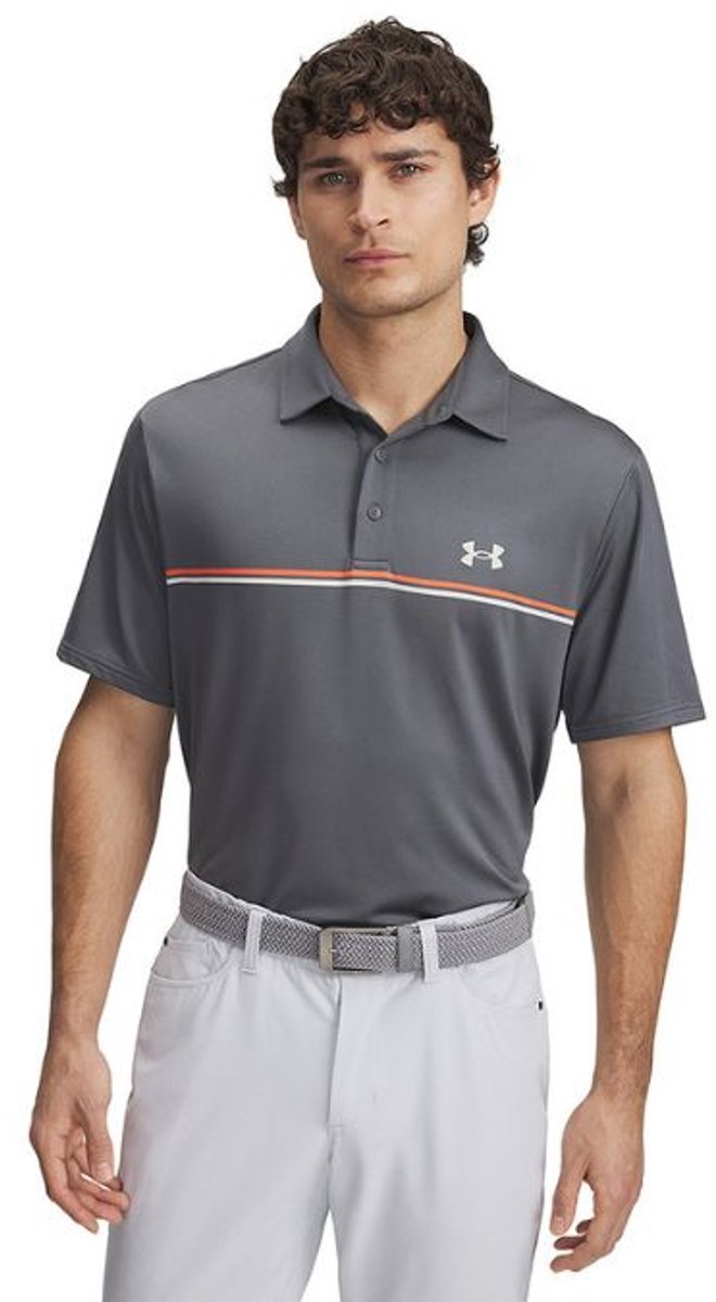 Under Armour Heren Playoff Golfpolo 3.0 Stripe Castlerock Fire