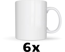 6x Witte Sublimatiemokken - Leuke Cadeau Ideeën - Bedrukbare Sublimatiemok - Geschikt voor Bedrukken - Hoogwaardige Kwaliteit - Leuke Cadeau Ideeën - Vaatwasser- Perfect voor Sublimatie - 325ml