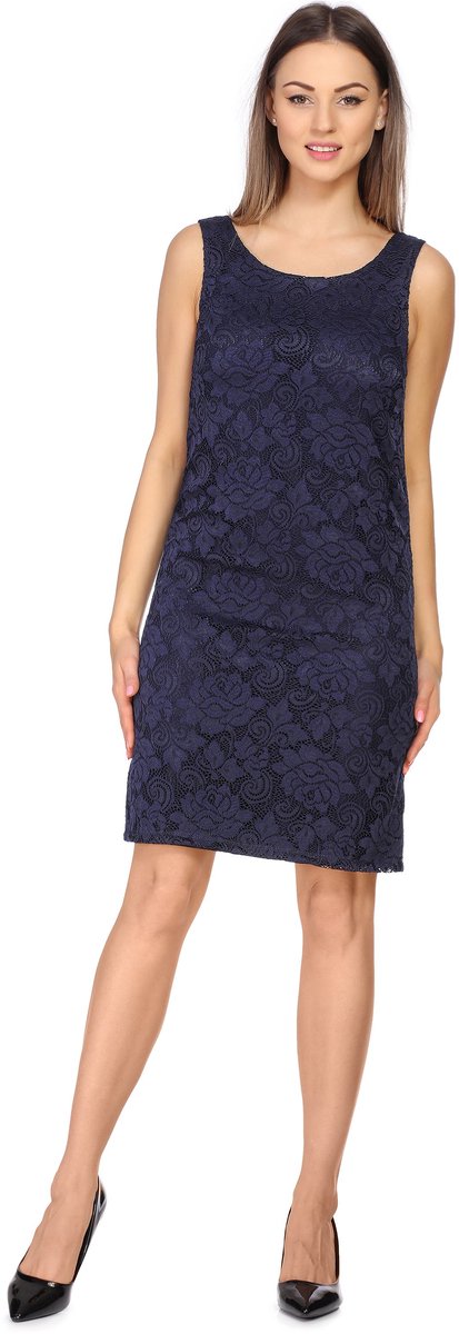 Bellivalini Damesjurk – Knielange Kanten – Jurk - Feestelijke – Zomerjurk – Donkerblauw – M - BLV-BLV50-260-DR
