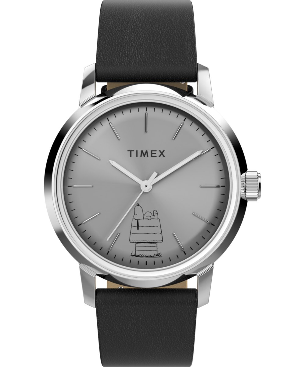 Timex Peanuts Marlin TW2Y10000 Horloge - Leer - Zwart - Ø 40 mm