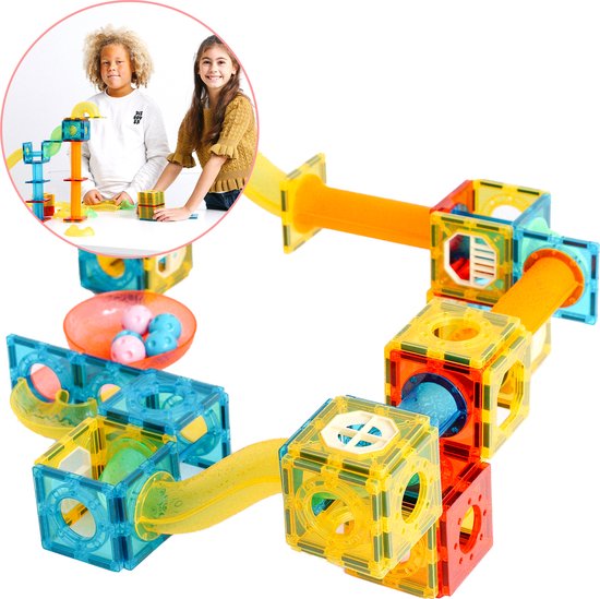 Magnetische Knikkerbaan - Magnetic Marble Run - Constructie speelgoed - Montessori speelgoed - 100 delig