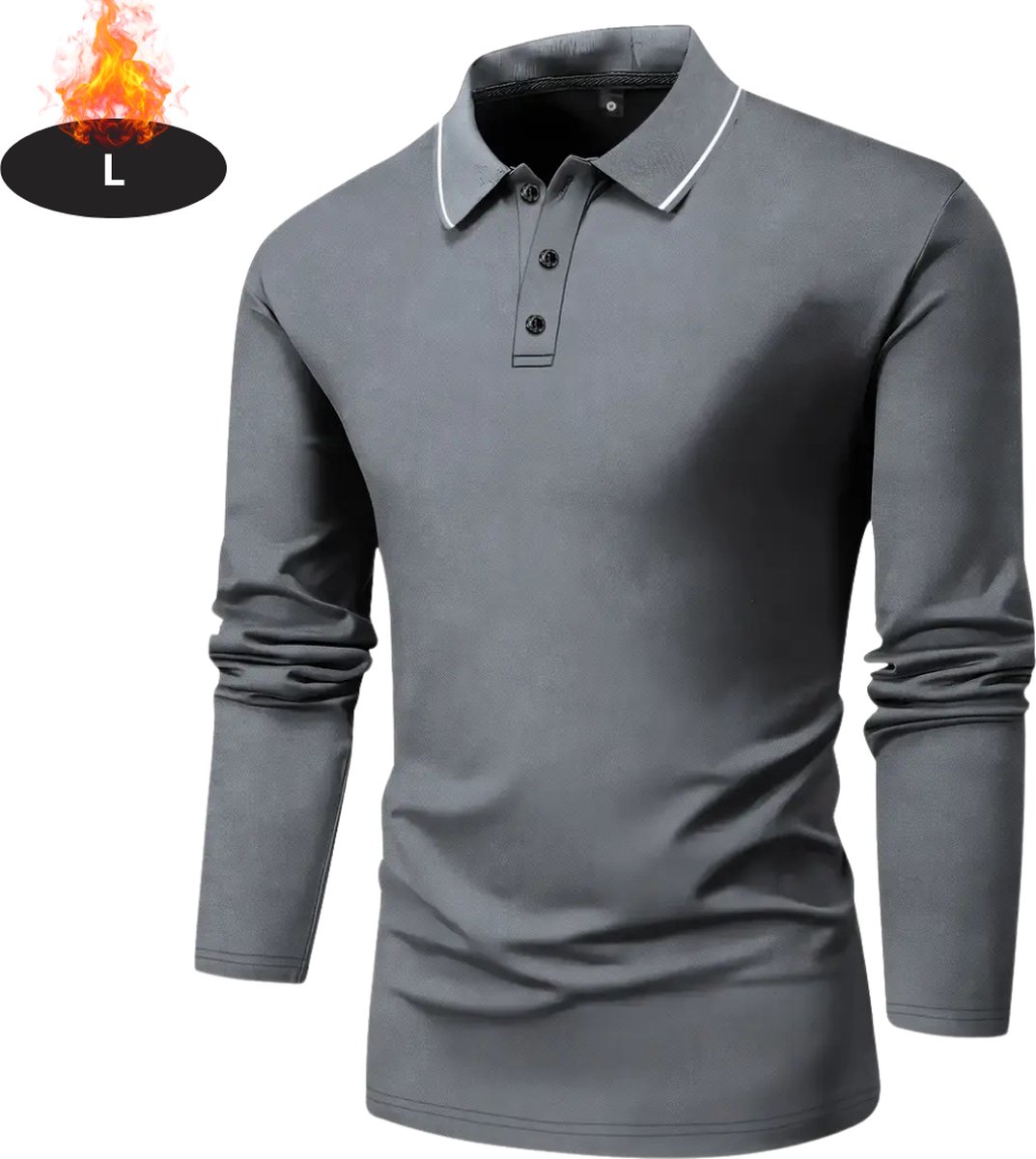 Livano Poloshirt Heren T-Shirt Heren Shirt Overhemd Polo Shirt Lange Mouwen Grijs