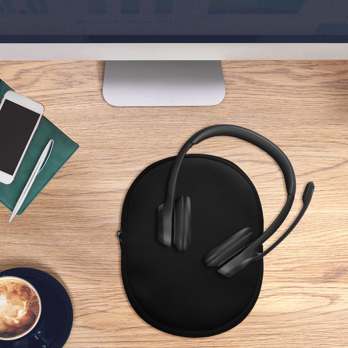 kwmobile hoes geschikt voor JBL Tune 600 / 500BT / 510BT / 450 - 21,5 x 16 cm - Beschermhoes voor headset in zwart - Van neopreen — afbeelding 2