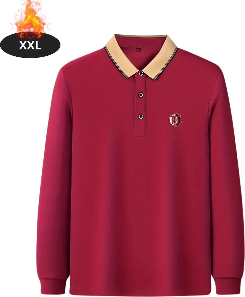 Livano Poloshirt Heren T-Shirt Heren Shirt Overhemd Polo Shirt Lange Mouwen Rode Roos