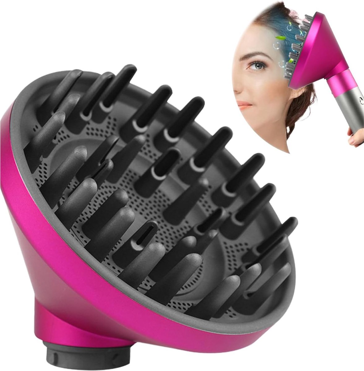 VELTRR® Diffuser Opzetstuk - Krulborstel voor Fohn Universeel - Multistyler - Roze Rood