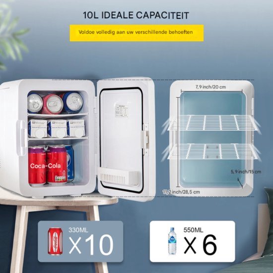 Frigobox Mini Draagbare Auto Koelkast - Wit - 10L - Koelbox - Mini Draagbare Koelkast — afbeelding 3