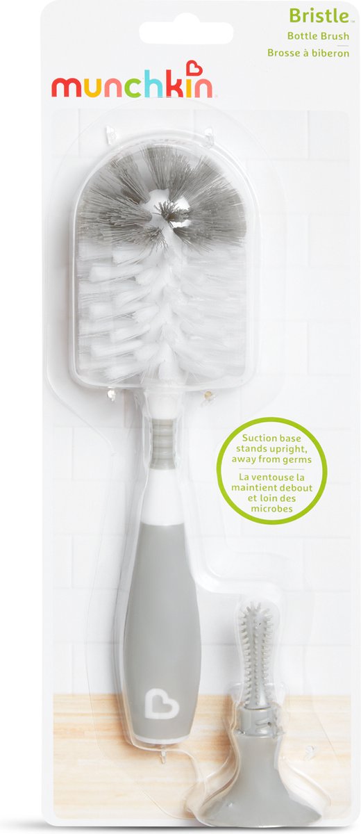 Munchkin Bristle - Flessenborstel - Schoonmaakborstel - Met Zuignap - Voor Flessen en Spenen - Grijs van Munchkin — afbeelding 4