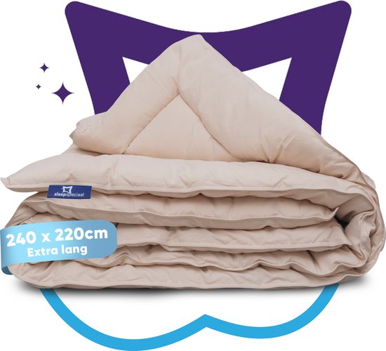 Slaapspeciaal eazydekbed 240x220 cm - Beige - Dekbed Zonder Overtrek, Extra Lang, Luxe Gelvezels, Anti-Allergisch & Perfect Voor Elk Seizoen