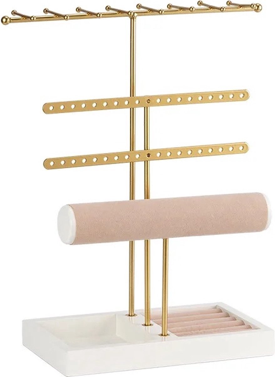 Papten Horlogestandaard van hout, horlogeopslag, horlogehouder, sieradenstandaard, sieradendisplay voor 2 horloges (beige