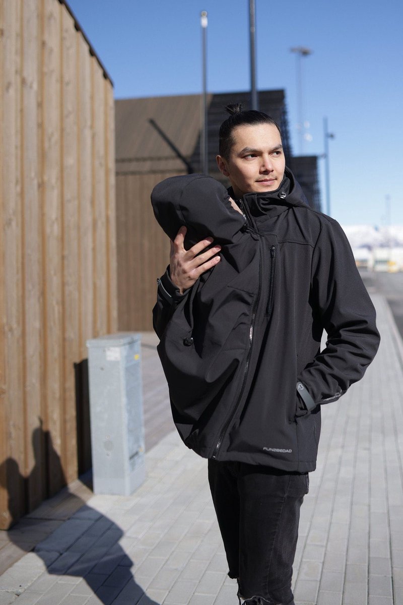 Fun2bemum Elbrus Softshell papa veste porte-bébé Zwart L bol