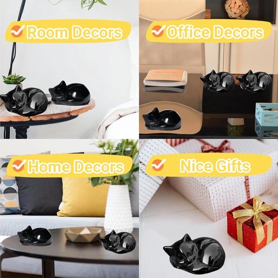 Slapende Kat Standbeeld, Zwarte Obsidiaan Genezing Gem Handgesneden Schattig Kat Standbeeld Crystal Slapende Kat Beeldje Ornamenten Voor Woonkamer Home Decorationbla