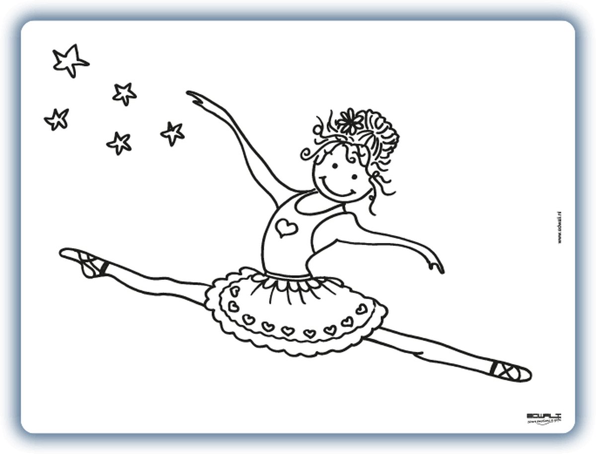 Placemat Ballerina - inkleurbaar en uitveegbaar - 30 x 40 cm