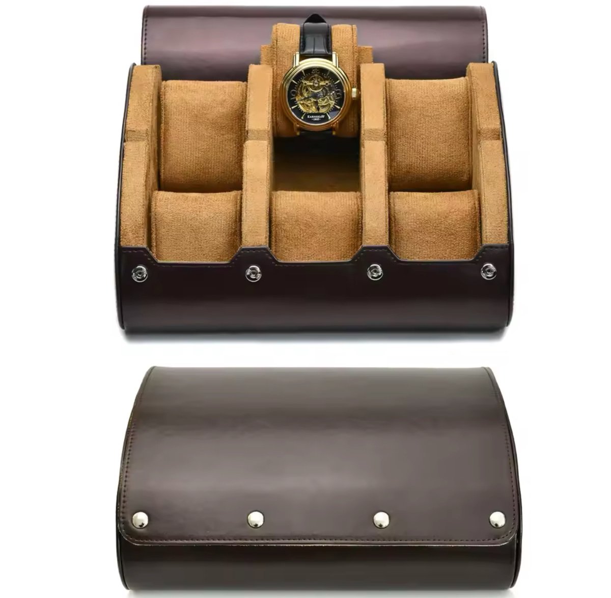 Luxe Horloge Rol 6 Stuks | Horlogedoos | Horloge Etui Leer | Watch Roll | Horloge Houder Sieradendoos | Horloge Opbergdoos Heren
