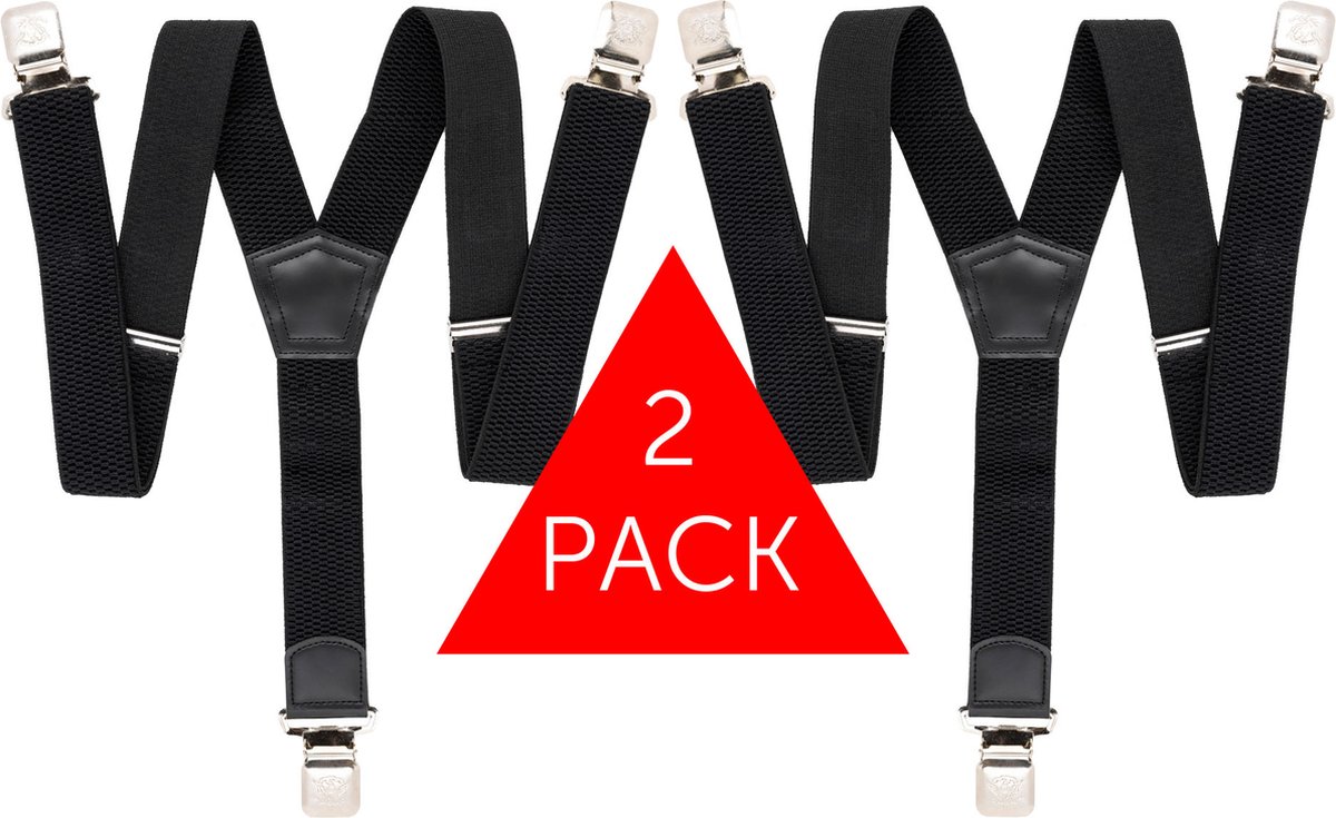 2x Bretels Zwart - 3 Clips - Met extra stevige, sterke en brede klem die niet losschieten!