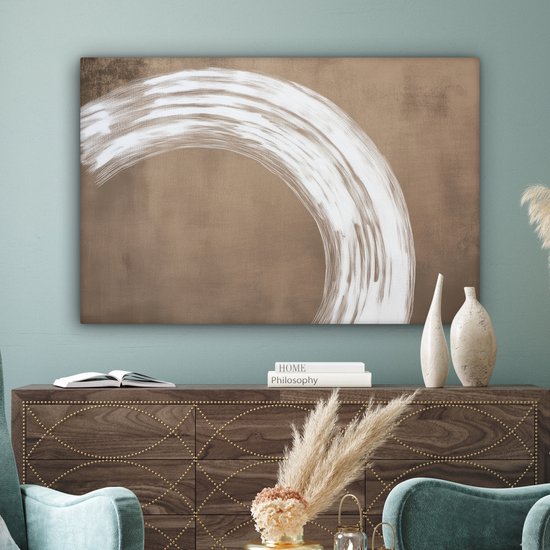 Peinture sur toile 120x80 cm - Peinture Décoration murale - Marron - Japandi - Décoration murale murale salon - Décoration chambre - Accessoires de chambre - Peintures sur toile