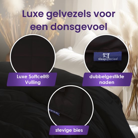 Slaapspeciaal eazydekbed 240x220 cm - Zwart - Dekbed Zonder Overtrek, Extra Lang, Luxe Gelvezels, Anti-Allergisch & Perfect Voor Elk Seizoen van Slaapspeciaal — afbeelding 3