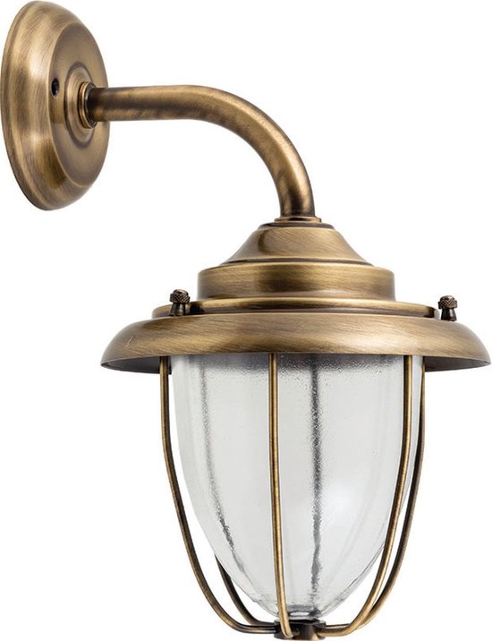 Licht-Erlebnisse Lámpara De Pared Exterior De Latón Y Vidrio En Negro Antiguo, IP64, Para Jardín