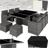 Bol.com tectake® Loungemeubelset - Wicker tuinset - 6 stoelen 4 krukken en 1 tafel - Tuinmeubelen voor balkon tuin en terras - I... aanbieding