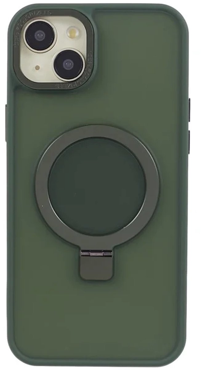 Cityhoesje - iPhone 15 - Magnetic - Ring Holder Kickstand - Protective – Backcase - Groen