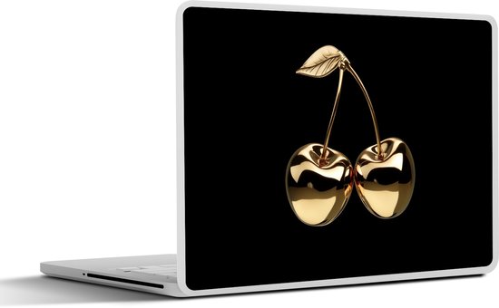 Laptop sticker - 14 inch - Kersen - Zwart - Goud - Chrome - 32x5x23x5cm - Laptopstickers - Laptop skin - Cover