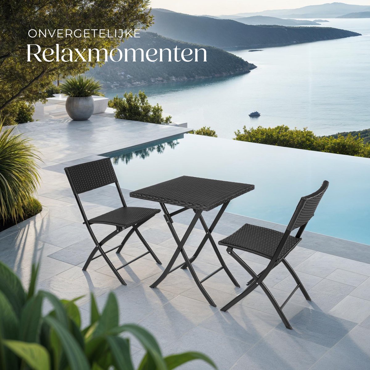 tectake tectake Wicker Balkonbistroset - afbeelding 2