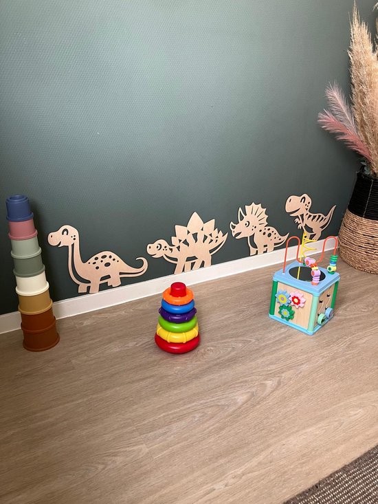 Houten dino's - wanddecoratie - babykamer - kinderkamer - kraamcadeau